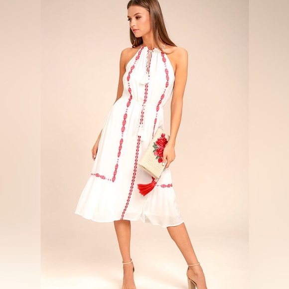 Lulus Dresses & Skirts - Lulu's White and Pink Midi Dress